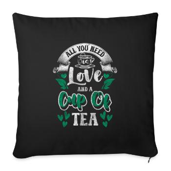 Buveur de thé camomille - Housse de coussin décorative 45 x 45 cm - noir - Devant