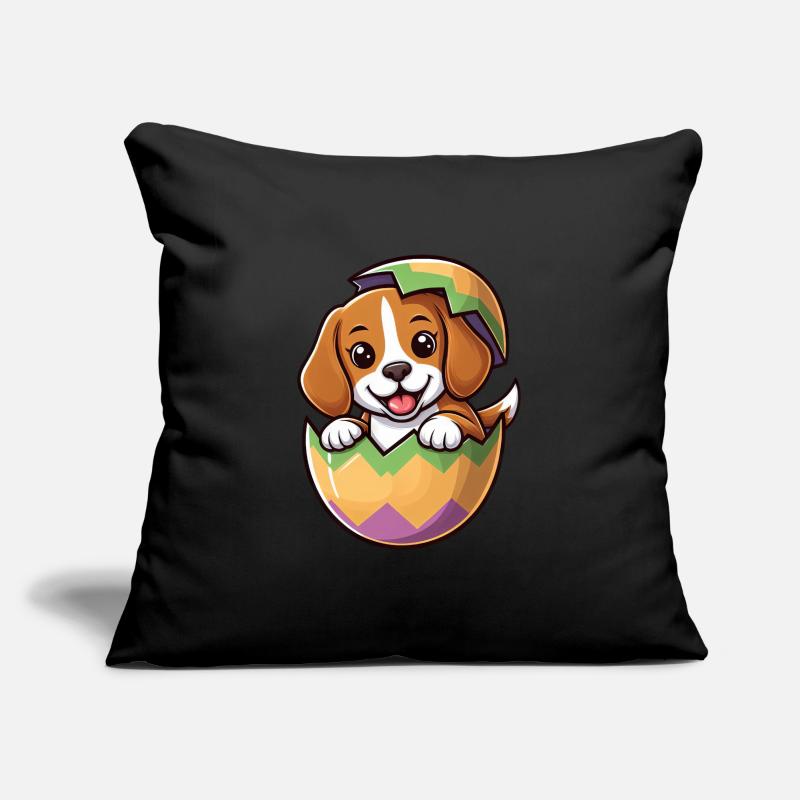 Oeuf de Pâques coloré avec conception de Beagle à éclosion Housse de coussin décorative 45 x 45 cm