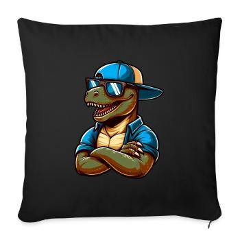 Cool dino T-Rex with sunglasses funny - Sofa pillowcase 17,3'' x 17,3'' (45 x 45 cm) - black - Front