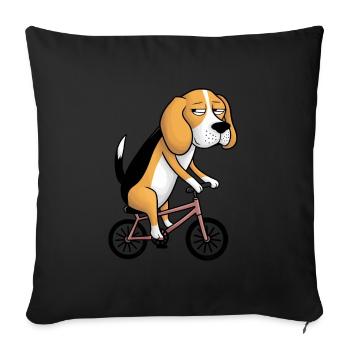 Funny beagle dog on bike whimsical funny - Sofa pillowcase 17,3'' x 17,3'' (45 x 45 cm) - black - Front