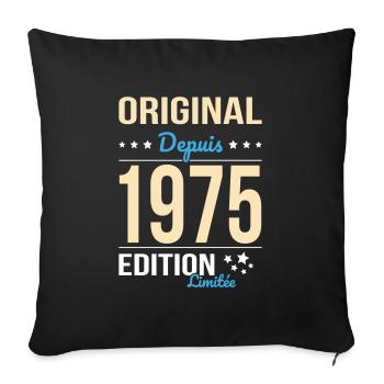 Anniversaire 50 ans - Original depuis 1975 - Housse de coussin décorative 45 x 45 cm - noir - Devant