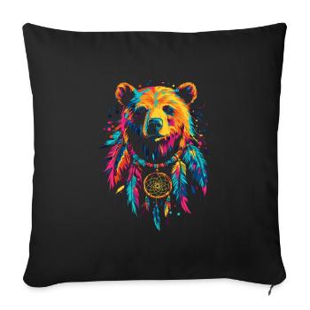 Bear with Dream Catcher - Sofa pillowcase 17,3'' x 17,3'' (45 x 45 cm) - black - Front