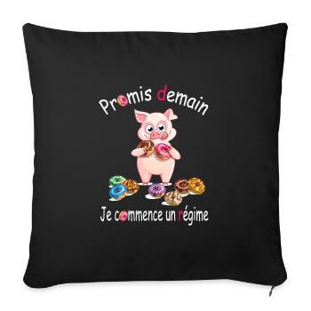 promis demain je commence un régime,humour - Housse de coussin décorative 45 x 45 cm - noir - Devant