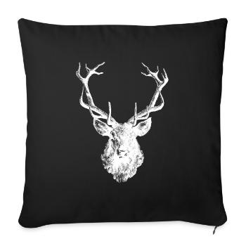 Cerf d’orignal Bois de cerf tête de cerf chasseur - Housse de coussin décorative 45 x 45 cm - noir - Devant