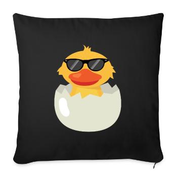 Canard jaune avec lunettes de soleil - Housse de coussin décorative 45 x 45 cm - noir - Devant