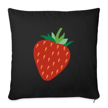 Erdbeere - Sofakissenbezug 45 x 45 cm - Schwarz - Vorne