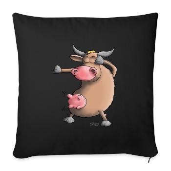 Funny Dab Dance - Kuh - tanzen - Sofakissenbezug 45 x 45 cm - Schwarz - Vorne