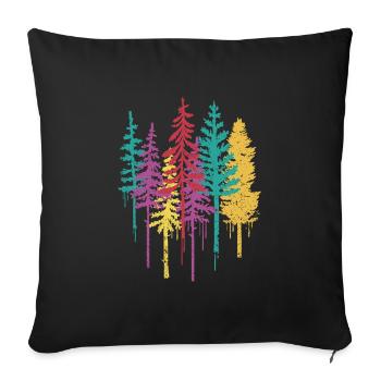 Pine Forest Nature Colorful Trees - Sofa pillowcase 17,3'' x 17,3'' (45 x 45 cm) - black - Front