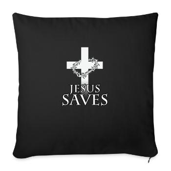 jesus saves jesus rettet kreuz bibel gott - Sofakissenbezug 45 x 45 cm - Schwarz - Vorne