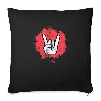 Pommesfork colorful heavy metal, rock symbol - Sofa pillowcase 17,3'' x 17,3'' (45 x 45 cm) - black - Front