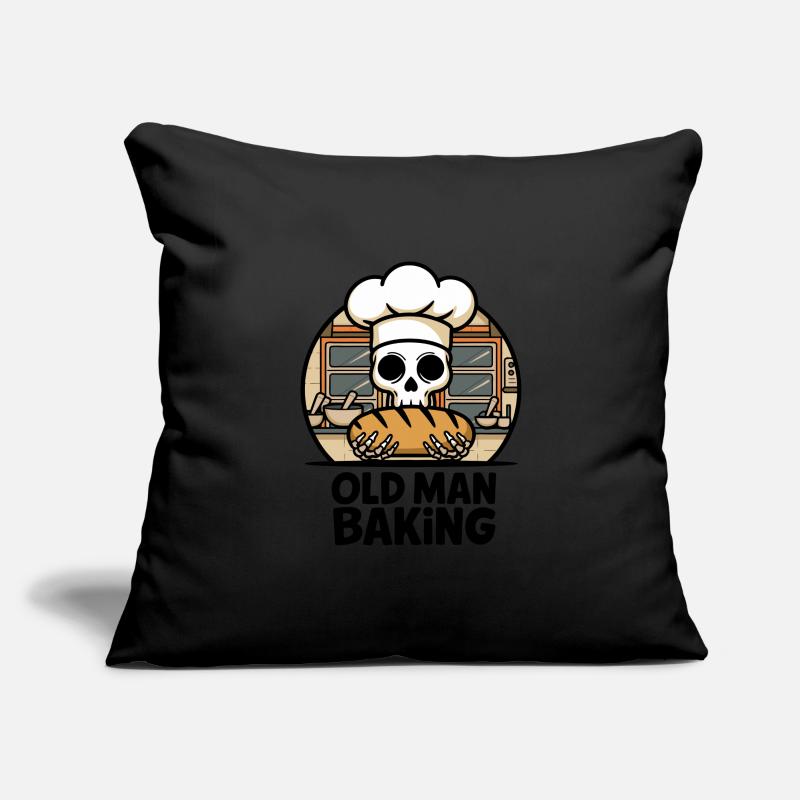 Old Man Baking Skull mit Bäckermütze mit Brot Sofakissenbezug 45 x 45 cm