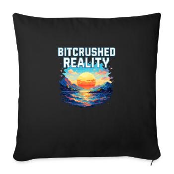 Bitcrushed Reality – Sunset in Glitch - Sofakissenbezug 45 x 45 cm - Schwarz - Vorne
