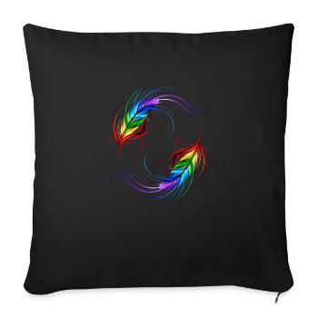 Pride rainboggen flag colorful feather LGBT - Sofa pillowcase 17,3'' x 17,3'' (45 x 45 cm) - black - Front