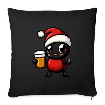 Fourmi Noël Bière Drôle - Housse de coussin décorative 45 x 45 cm - noir - Devant