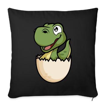 Dino Baby im Ei Lustiger Dinosaurier - Sofa pillowcase 17,3'' x 17,3'' (45 x 45 cm) - black - Front
