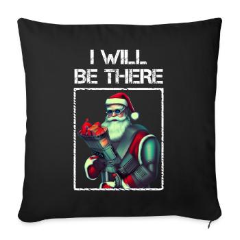Futuriste Sci-Fi Punk Santa Claus Cyborg - Housse de coussin décorative 45 x 45 cm - noir - Devant