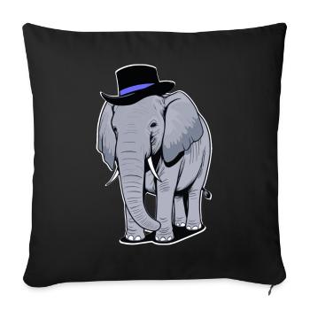 Elephant with hat - Sofa pillowcase 17,3'' x 17,3'' (45 x 45 cm) - black - Front
