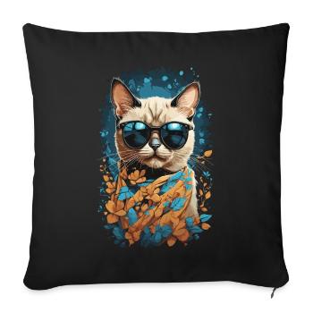 Chat siamois élégant pour les fans de chats Chats - Housse de coussin décorative 45 x 45 cm - noir - Devant