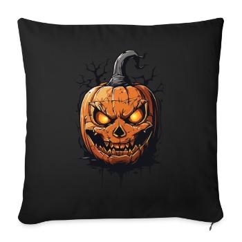 Octobre minuit effrayant Halloween citrouille - Housse de coussin décorative 45 x 45 cm - noir - Devant