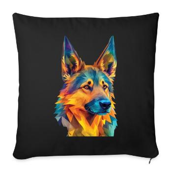 Geometric German Shepherd Dog Art - Sofa pillowcase 17,3'' x 17,3'' (45 x 45 cm) - black - Front