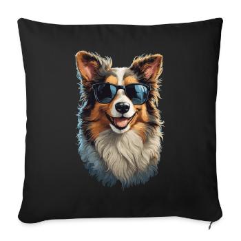 Border Collie Friend Companion Dogs Design - Sofa pillowcase 17,3'' x 17,3'' (45 x 45 cm) - black - Front