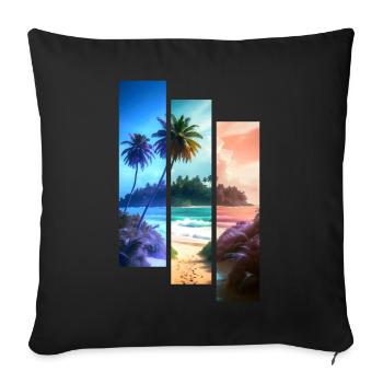Rayures BEACH en 3 couleurs - Housse de coussin décorative 45 x 45 cm - noir - Devant