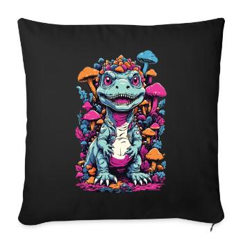 Champignon dinosaure psychédélique pour les amoureux de la nature - Housse de coussin décorative 45 x 45 cm - noir - Devant