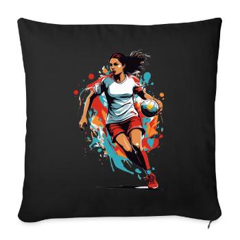 Handball Woman Streetwear Iconic Style - Sofa pillowcase 17,3'' x 17,3'' (45 x 45 cm) - black - Front