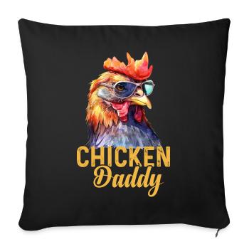 Un drôle de papa poulet avec des lunettes de soleil - Housse de coussin décorative 45 x 45 cm - noir - Devant
