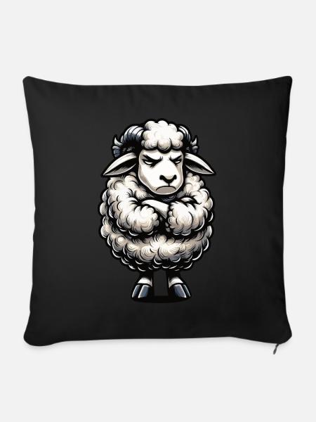 mouton mouton berger éleveur de moutons bélier - Housse de coussin décorative 45 x 45 cm - noir