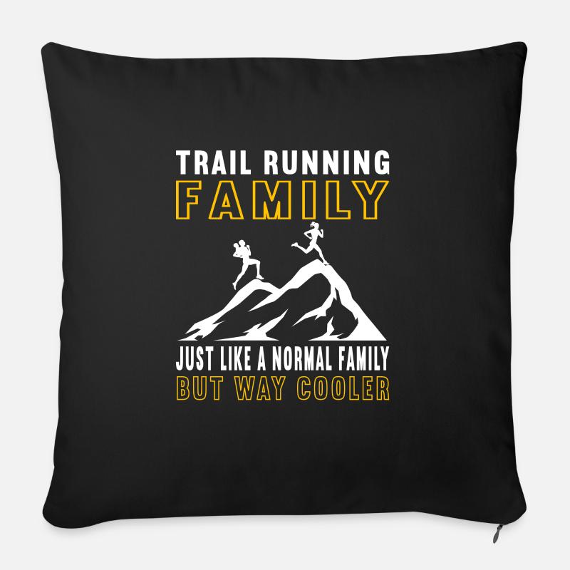Trail Running Ultra Running Trail Running Extreme Running - Housse de coussin décorative 45 x 45 cm - noir