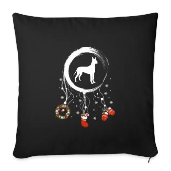 Deutsche Dogge Weihnachten Weihnachtstraumfänger - Sofakissenbezug 45 x 45 cm - Schwarz - Vorne