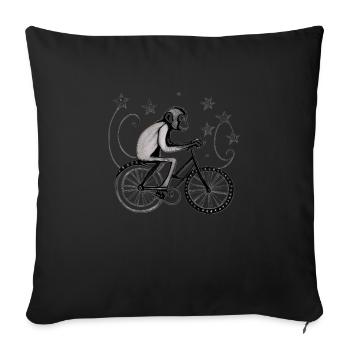 Affe auf dem Fahrrad - Sofakissenbezug 45 x 45 cm - Schwarz - Vorne