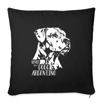 Aimé par un chien Dogo Argentino disant Wilsigns - Housse de coussin décorative 45 x 45 cm - noir - Devant