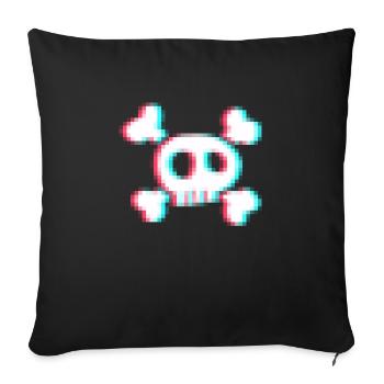 Mosaik aus Totenkopf und Knochen - Sofakissenbezug 45 x 45 cm - Schwarz - Vorne