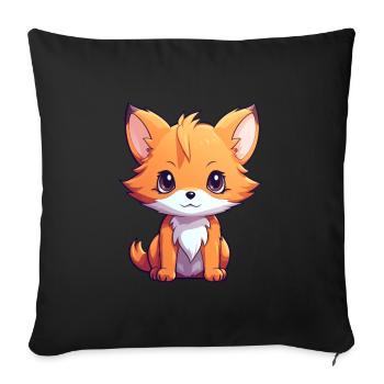 Fox Anime - Sofa pillowcase 17,3'' x 17,3'' (45 x 45 cm) - black - Front
