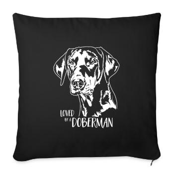 Loved by a Doberman Dog Saying Doberman Wilsigns - Sofa pillowcase 17,3'' x 17,3'' (45 x 45 cm) - black - Front