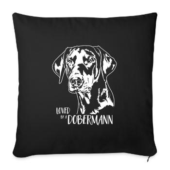 Loved by a Doberman Dog Saying Wilsigns - Sofa pillowcase 17,3'' x 17,3'' (45 x 45 cm) - black - Front