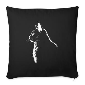 Cat, Cat Motif - Sofa pillowcase 17,3'' x 17,3'' (45 x 45 cm) - black - Front