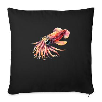 Calmar Mignon Luciole, Aquarelle - Housse de coussin décorative 45 x 45 cm - noir - Devant