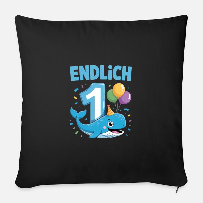 Mon premier anniversaire - Housse de coussin décorative 45 x 45 cm - noir