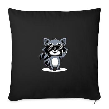Cool raccoon with sunglasses - Sofa pillowcase 17,3'' x 17,3'' (45 x 45 cm) - black - Front