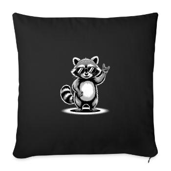 Raton laveur avec lunettes de soleil - Housse de coussin décorative 45 x 45 cm - noir - Devant