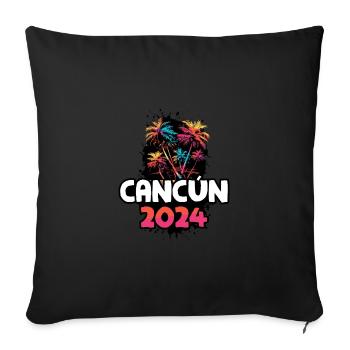Cancun 2024 Vacation Travel Colorful - Sofa pillowcase 17,3'' x 17,3'' (45 x 45 cm) - black - Front