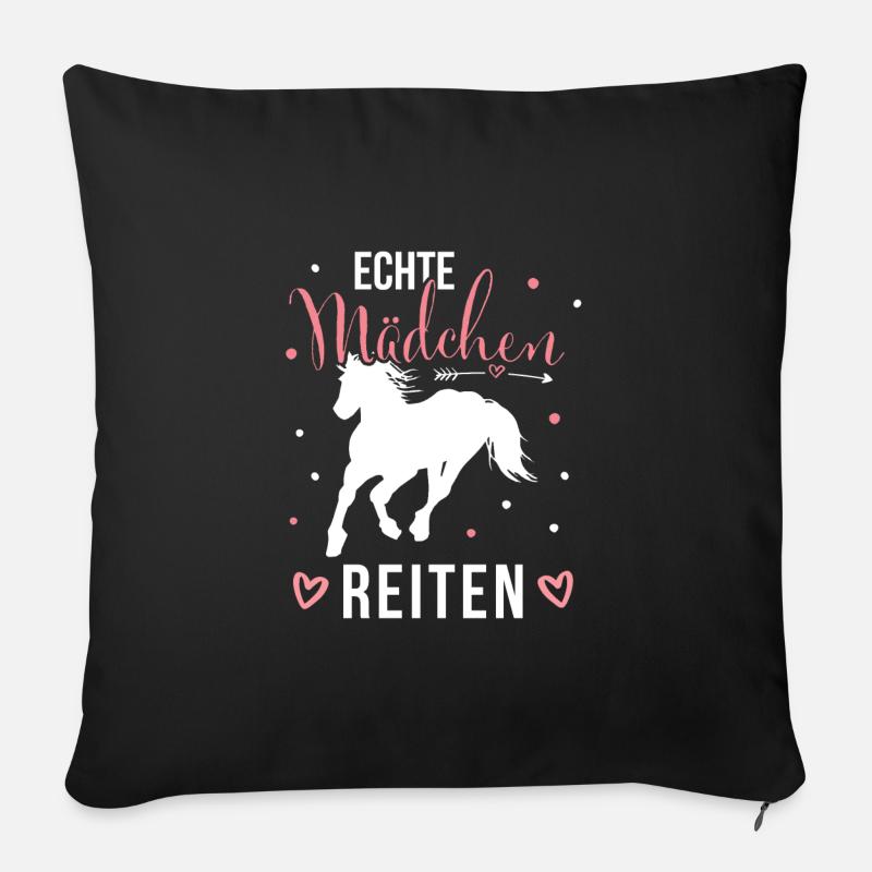 Echte Mädchen Reiten Pferde Mädchen - Sofakissenbezug 45 x 45 cm - Schwarz