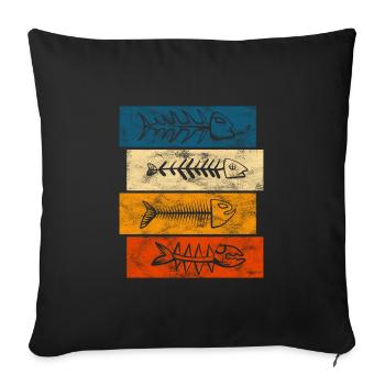 Fishing Fishing Fishing Fishing Fisherman Fish Retro - Sofa pillowcase 17,3'' x 17,3'' (45 x 45 cm) - black - Front
