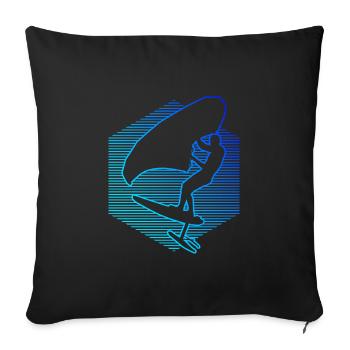Women's hydrofoil wingsurfen wingfoil - Sofa pillowcase 17,3'' x 17,3'' (45 x 45 cm) - black - Front