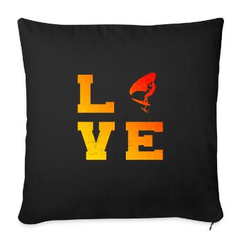 wingfoil hydrofoil foilwing wingsurf men - Sofa pillowcase 17,3'' x 17,3'' (45 x 45 cm) - black - Front