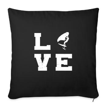 wingsurf wingfoil hommes femmes hydroptère - Housse de coussin décorative 45 x 45 cm - noir - Devant