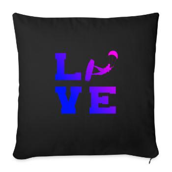 Kitesurf kitesurf kitesurf kitesurfer kite - Housse de coussin décorative 45 x 45 cm - noir - Devant